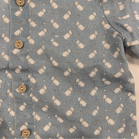 Paz Rodriguez Boys Printed Dog Button Down Shirt & matching shorts - 12 Months - Picture 6 of 9